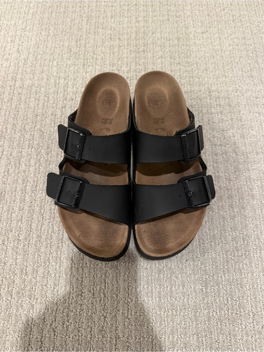 Papillio Black Two-Strap Buckle Sandals